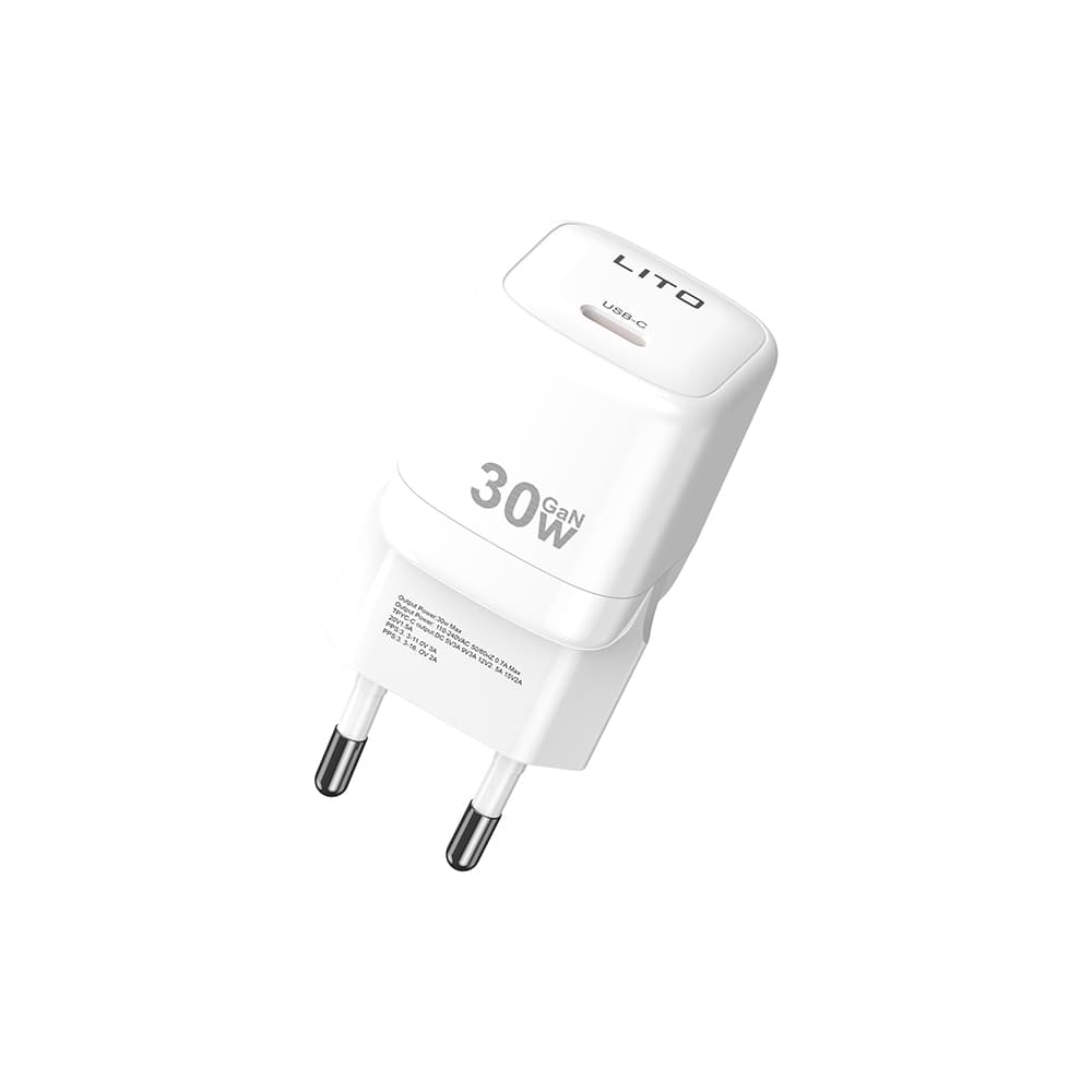 Lito Wall Charger LC11 Type-C výstup PD30W GaN ochrana EU zástrčka bílá - náhled 2