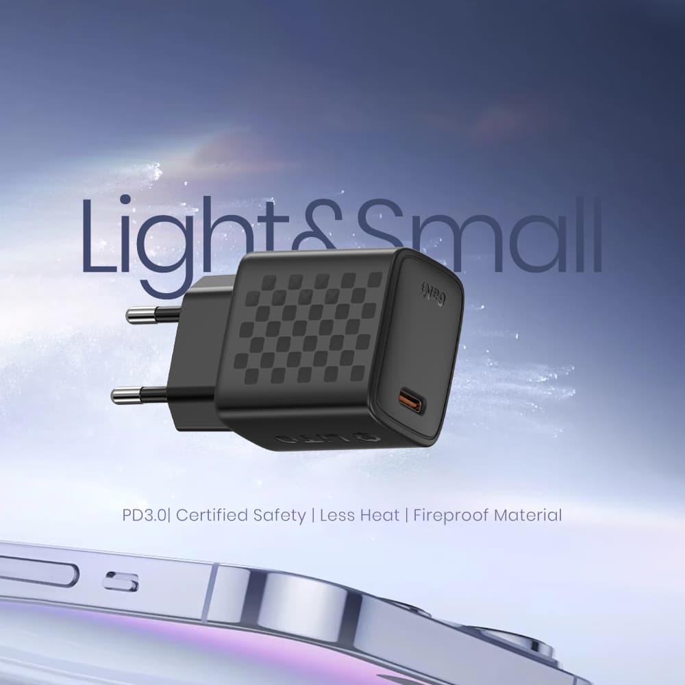 Lito Wall Charger LC17T s kabelem Type-C výstup Type-C PD30W GaN EU černý - náhled 2