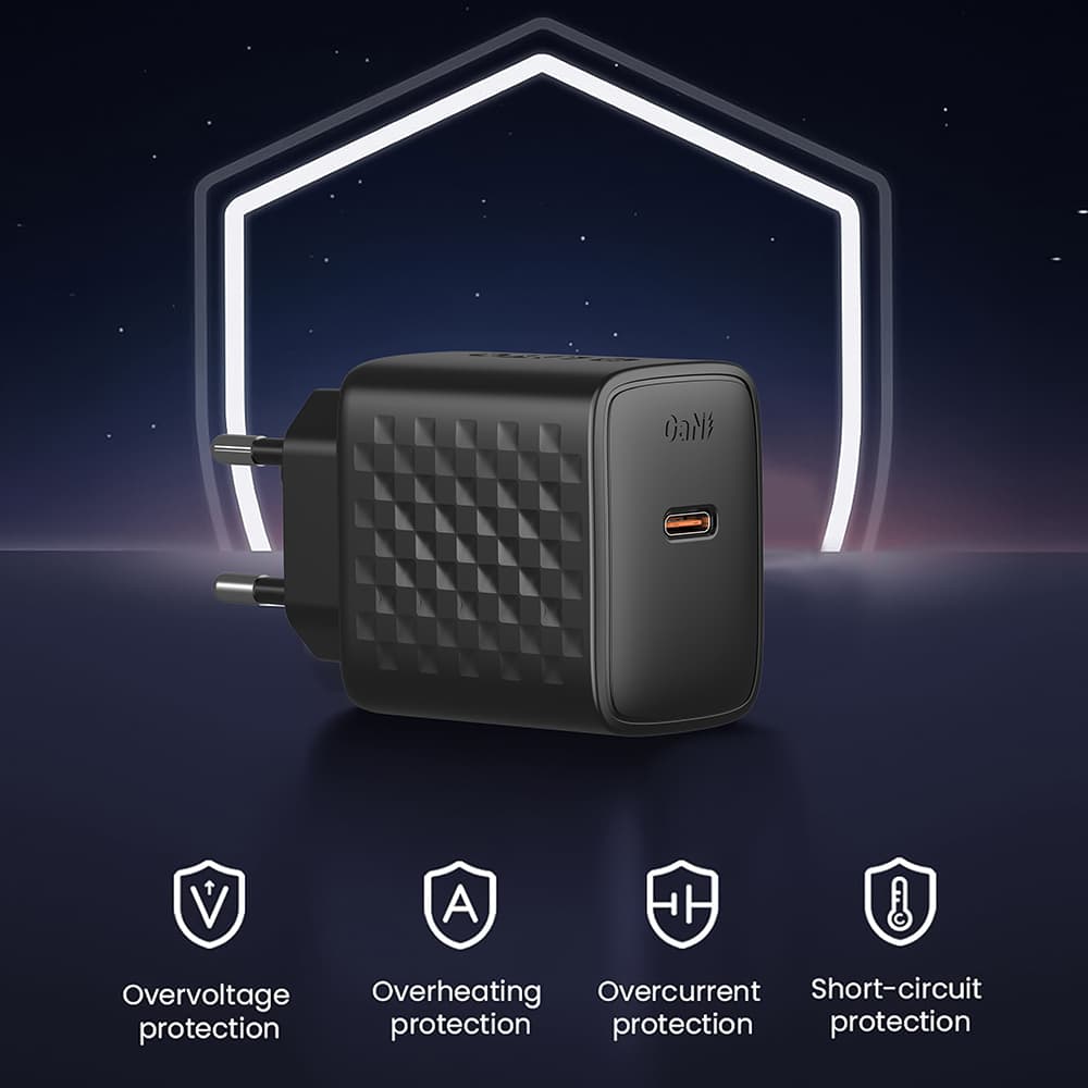 Lito nabíječka do zdi LC13 Type-C PD20W GaN PC nehořlavá EU zástrčka černá - náhled 2