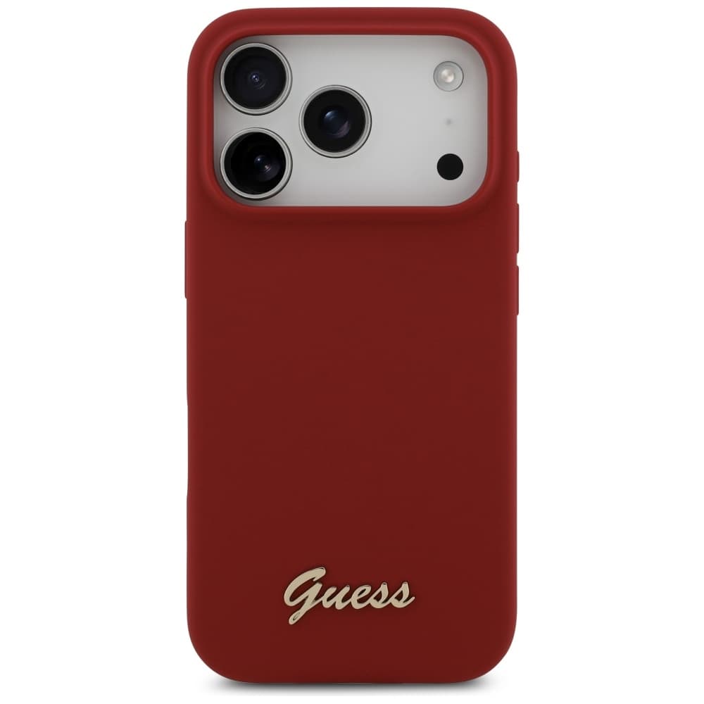 Guess Silicone Script Metal Logo MagSafe iPhone 17 Pro červená - náhled 2