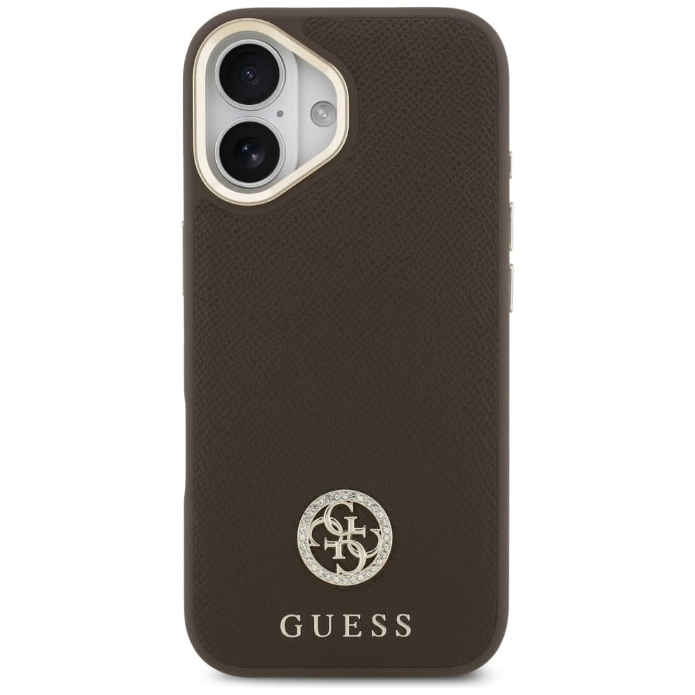 Guess Grained Strass Logo MagSafe pouzdro iPhone 17 hnědé - náhled 2