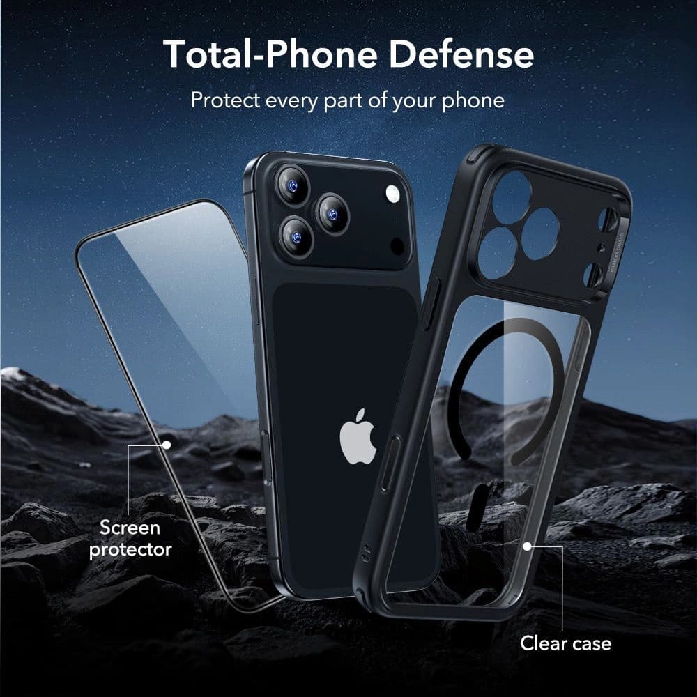 ESR Classic Hybrid HaloLock s ochranným sklem iPhone 17 Pro černá průhledná - náhled 2