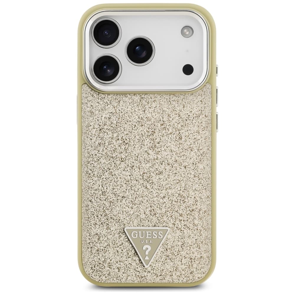 Guess Glitter Triangle Logo MagSafe pouzdro iPhone 17 Pro zlatá - náhled 2