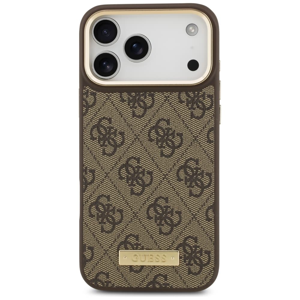 Guess Hardcase 4G Logo Plate MagSafe iPhone 17 Pro Max hnědý - náhled 2