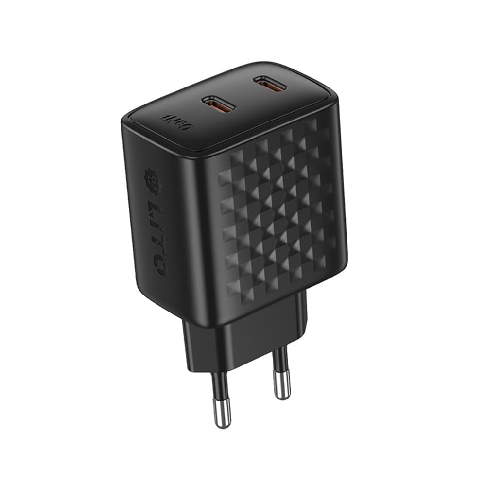 Lito Wall Charger LC22 2x Type-C výstup PD45W GaN PC nehořlavý EU zástrčka černá - náhled 2