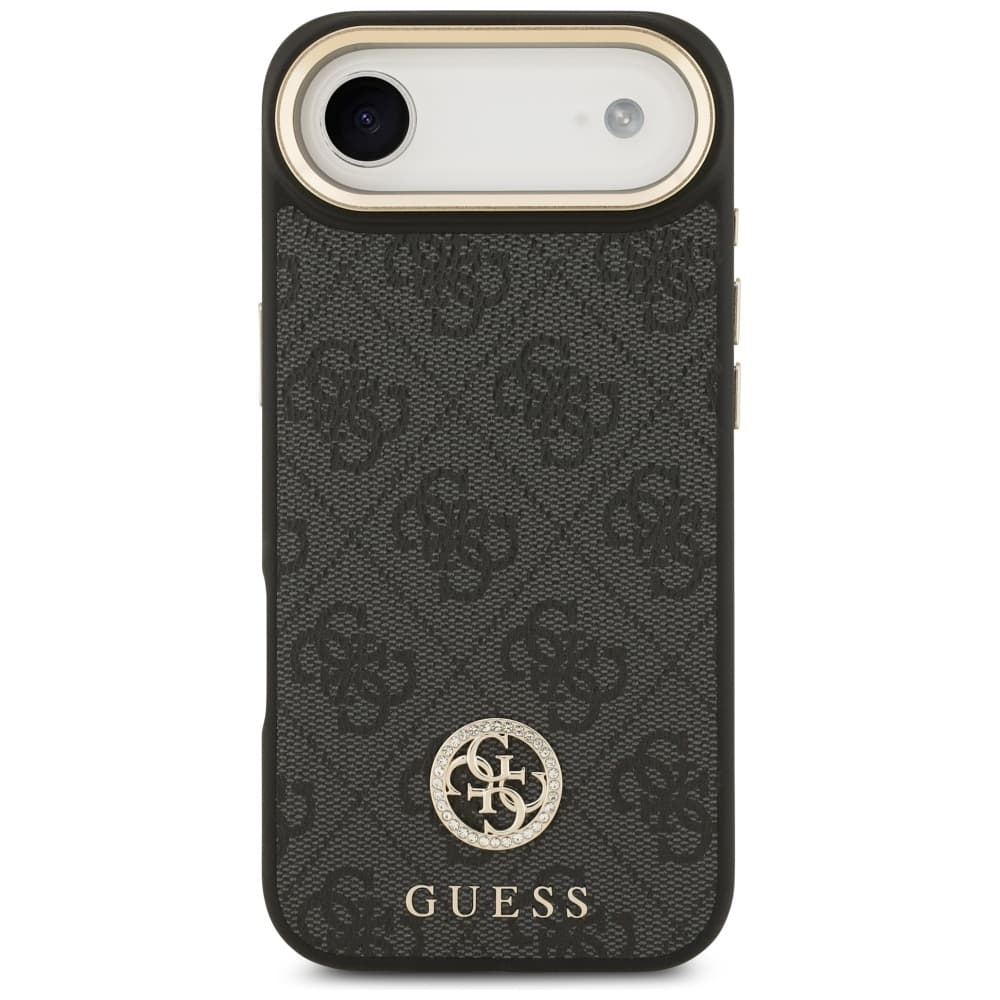Guess 4G Strass Logo s velkým popruhem kovové tlačítko MagSafe iPhone 17 Air černá - náhled 2