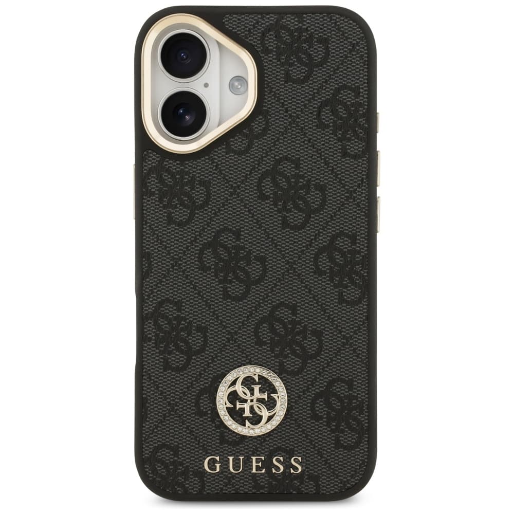 Guess 4G Strass Logo s velkým popruhem kovové tlačítko MagSafe iPhone 17 černá - náhled 2
