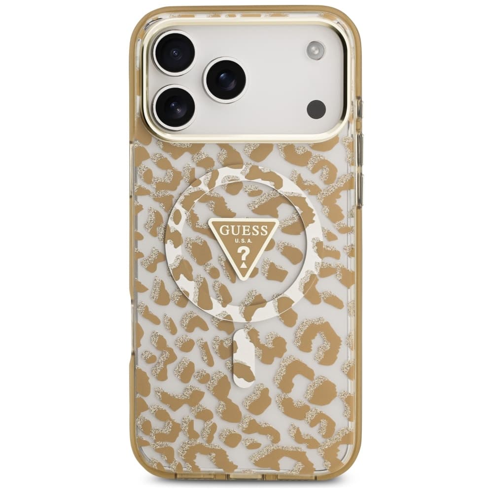 Guess Leopard Glitter MagSafe pouzdro iPhone 17 Pro hnědé - náhled 2