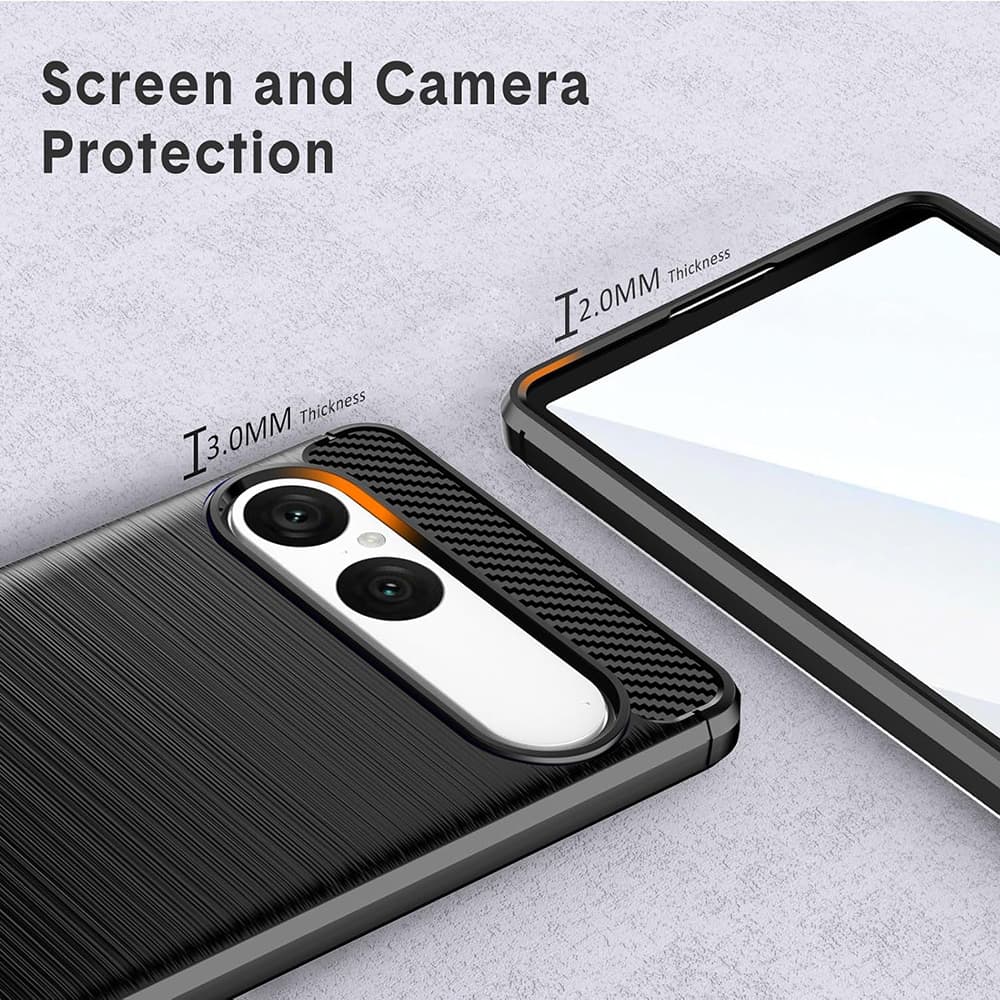 Pouzdro Techsuit Carbon Silicone pro Sony Xperia 10 VII černé - náhled 2