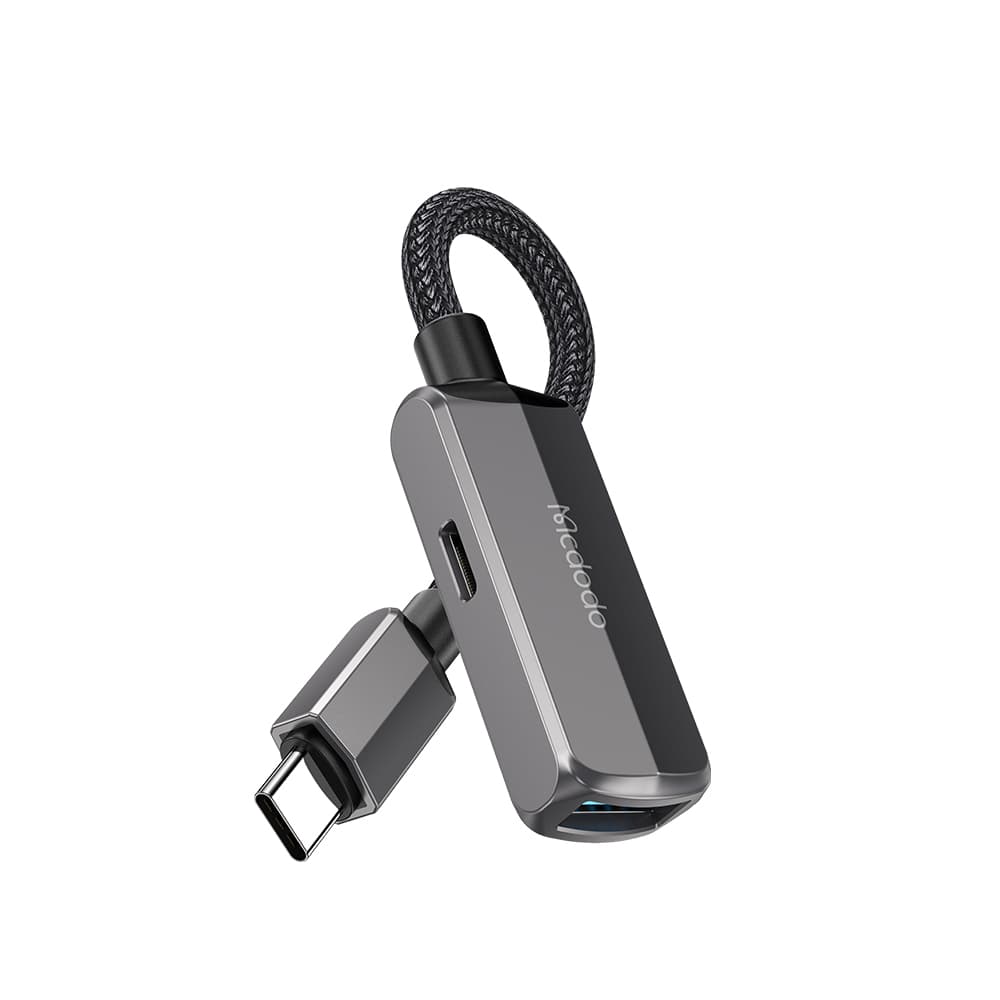 Mcdodo - OTG adaptér (CA-2830) - Type-C na Type-C, USB, hliníková slitina, nylon, 3A, 60W, 13cm - tmavě šedá - náhled 2