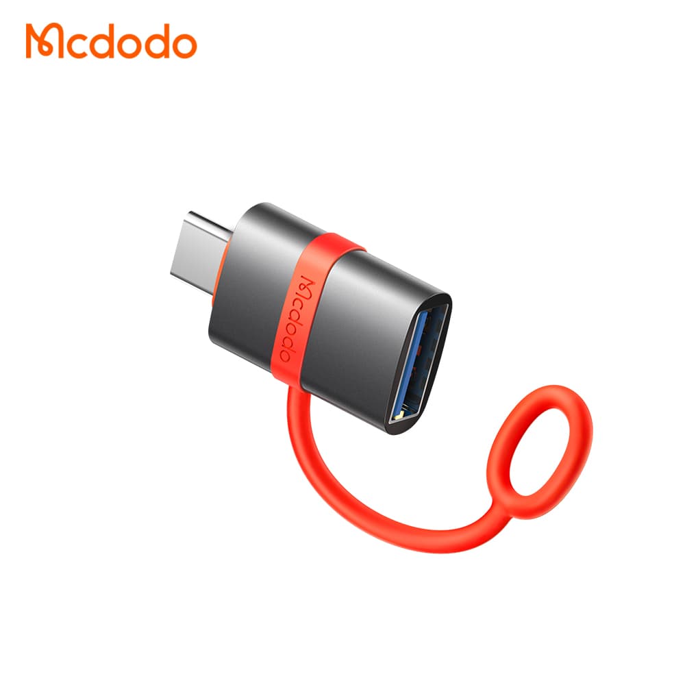 Mcdodo – adaptér (OT-3810) – se silikonovým háčkem, hliníková slitina, USB na typ-C, 5Gbps, přenosný design, plug&amp;play – šedá - náhled 2