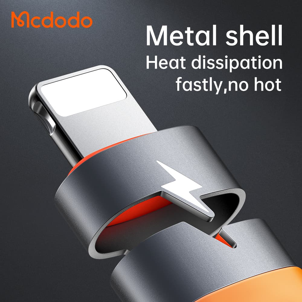 Mcdodo – adaptér (OT-0510) – se silikonovým háčkem, hliníkovou slitinou, USB-C na Lightning, 36W přenosný design – šedá - náhled 2