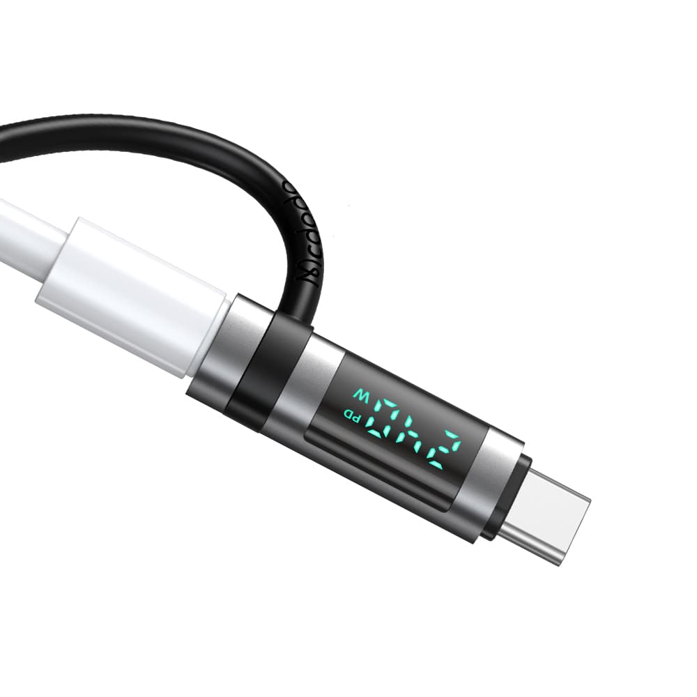 Mcdodo - adaptér řady Pigeon (OT-2620) - se silikonovým háčkem, hliníková slitina, USB-C na USB-C, 240W, přenosný design - černý - náhled 2