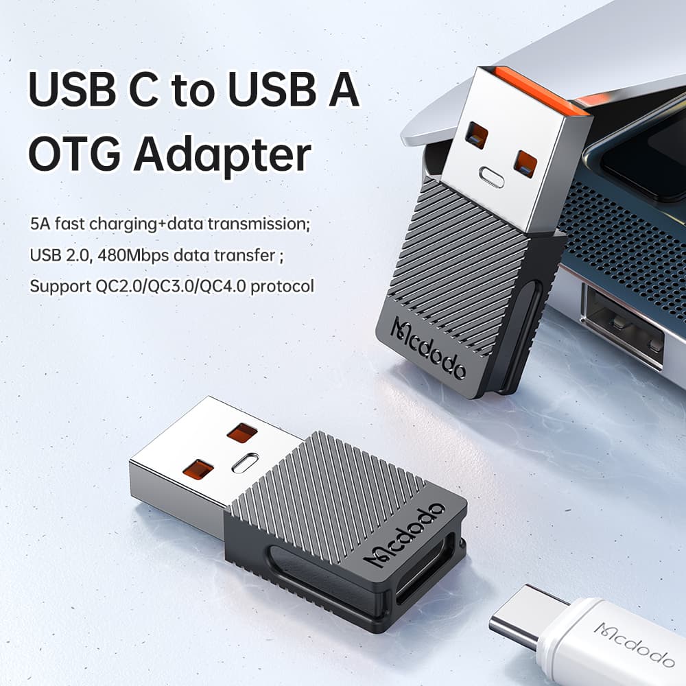 Mcdodo - OTG adaptér (OT-6970) - převodník USB-C na USB 3.0, ultrarychlá synchronizace dat, TPE, 5A - černý - náhled 2