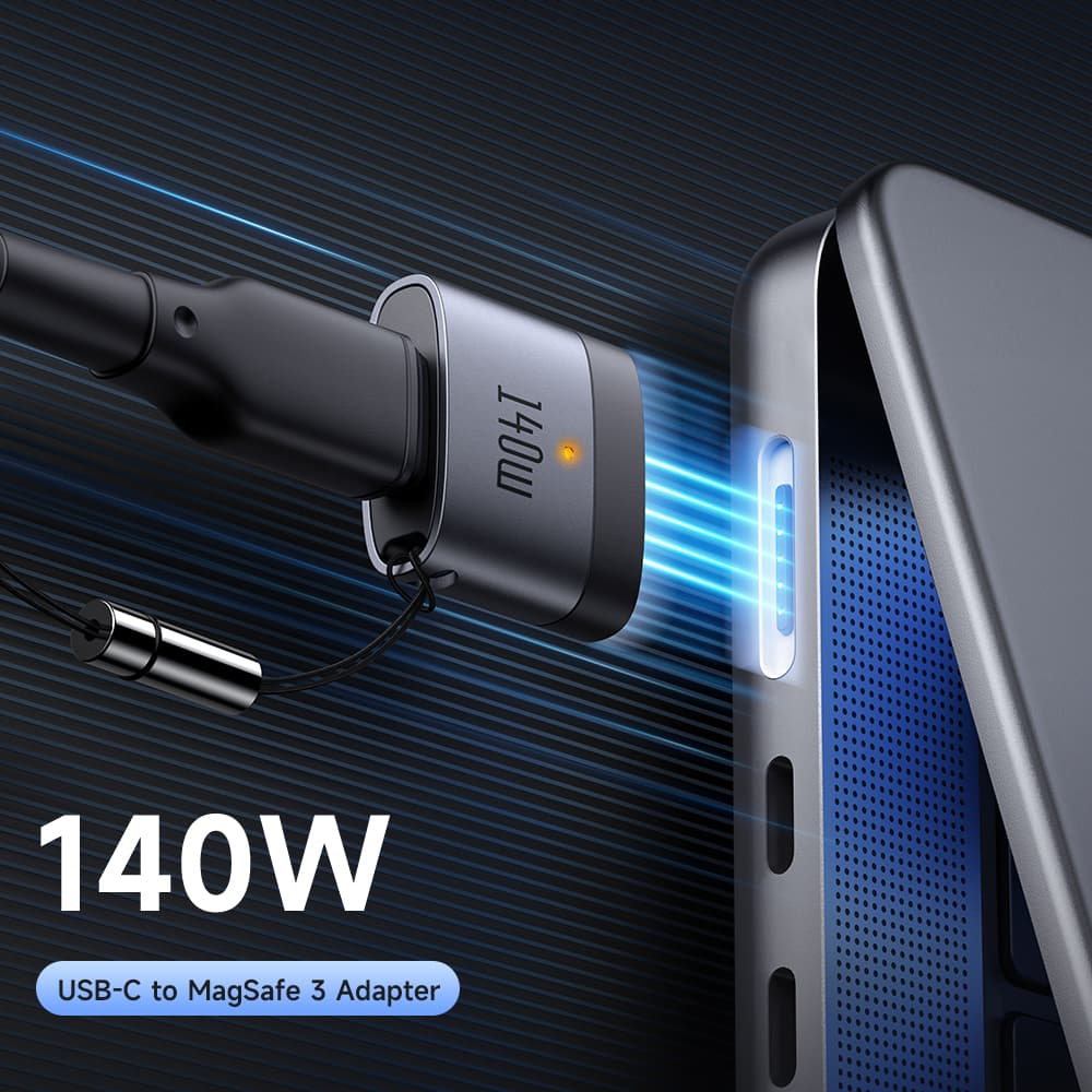 Mcdodo - OTG adaptér (OT-6850) - Type-C na MagSafe 3, 140W, hliníková slitina, LED indikátor, pro MacBook Air/Pro - černý - náhled 2