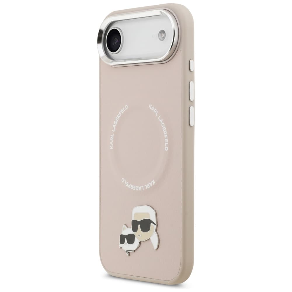 Karl Lagerfeld Leather Karl &amp; Choupette Pins MagSafe iPhone 17 Air růžová - náhled 2