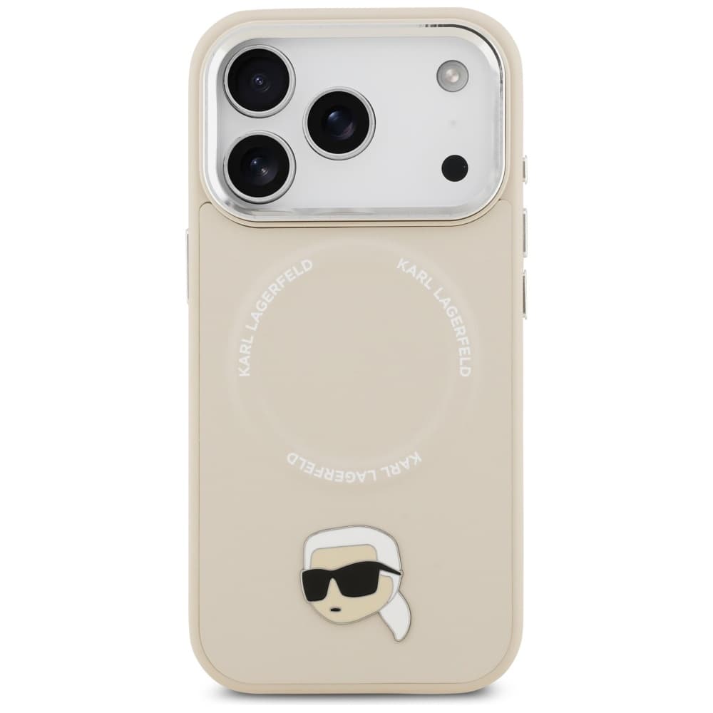 Karl Lagerfeld Leather Karl Pin MagSafe iPhone 17 Pro béžová - náhled 2