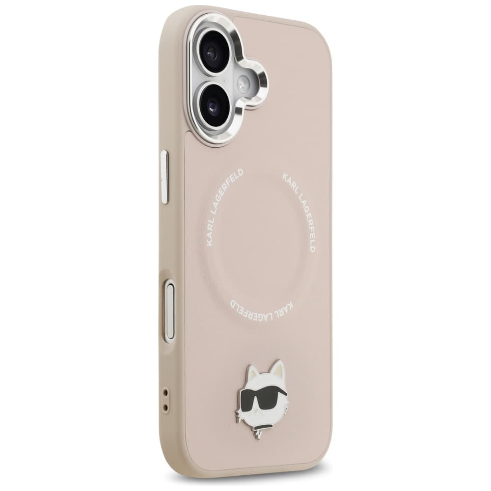 Karl Lagerfeld Leather Choupette Pin MagSafe iPhone 17 růžová - náhled 2
