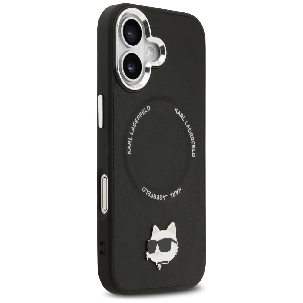Karl Lagerfeld kožený Choupette Pin MagSafe iPhone 17 černý - náhled 2