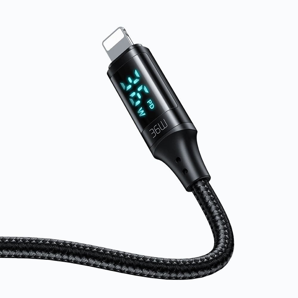 Mcdodo – datový kabel (CA-1030) – USB-C na lightning, s digitálním displejem, nylonový oplet, hliníková slitina, 36W, 1,2m – černý - náhled 2
