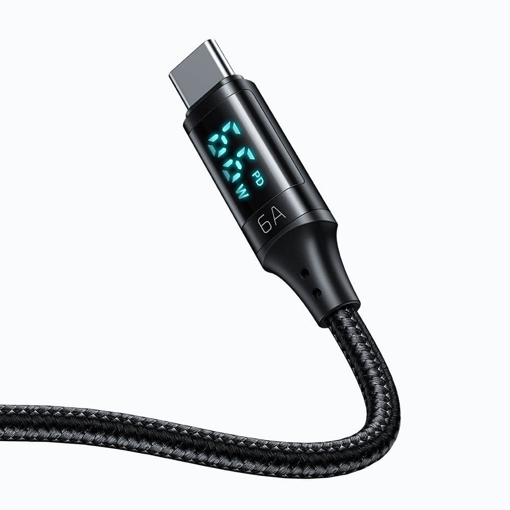 Mcdodo – datový kabel (CA-1080) – USB 2.0 na Type-C, s digitálním displejem, nylonové opletení, hliníková slitina, 6A, 1,2m – černý - náhled 2