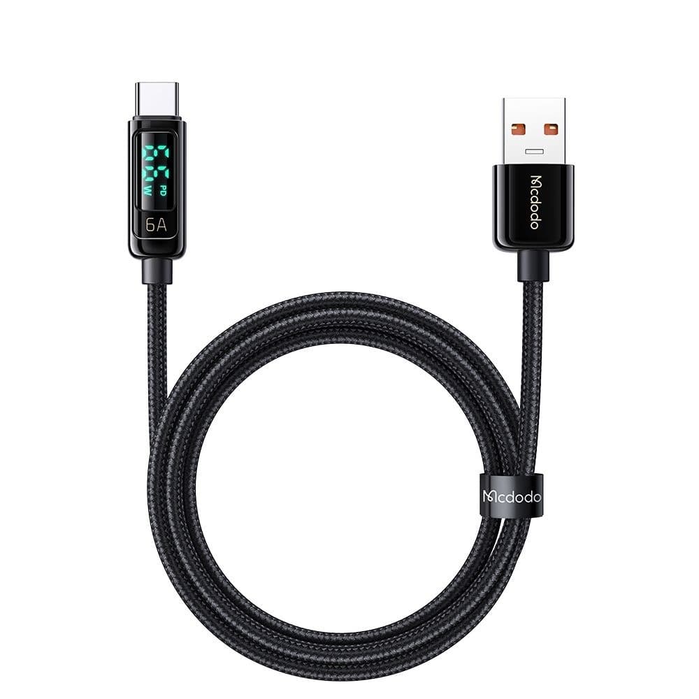 Mcdodo – datový kabel (CA-8690) – USB-A na USB-C, 6A, digitální displej, 1,2m – černý - náhled 2