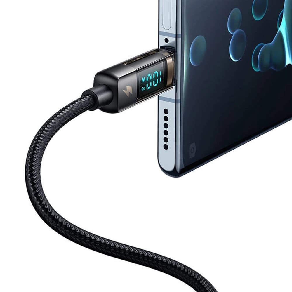 Mcdodo – datový kabel (CA-3630) – USB-C na USB-A, 6A s digitálním displejem, automatické vypnutí, transparentní design, 1,2 m – černý - náhled 2