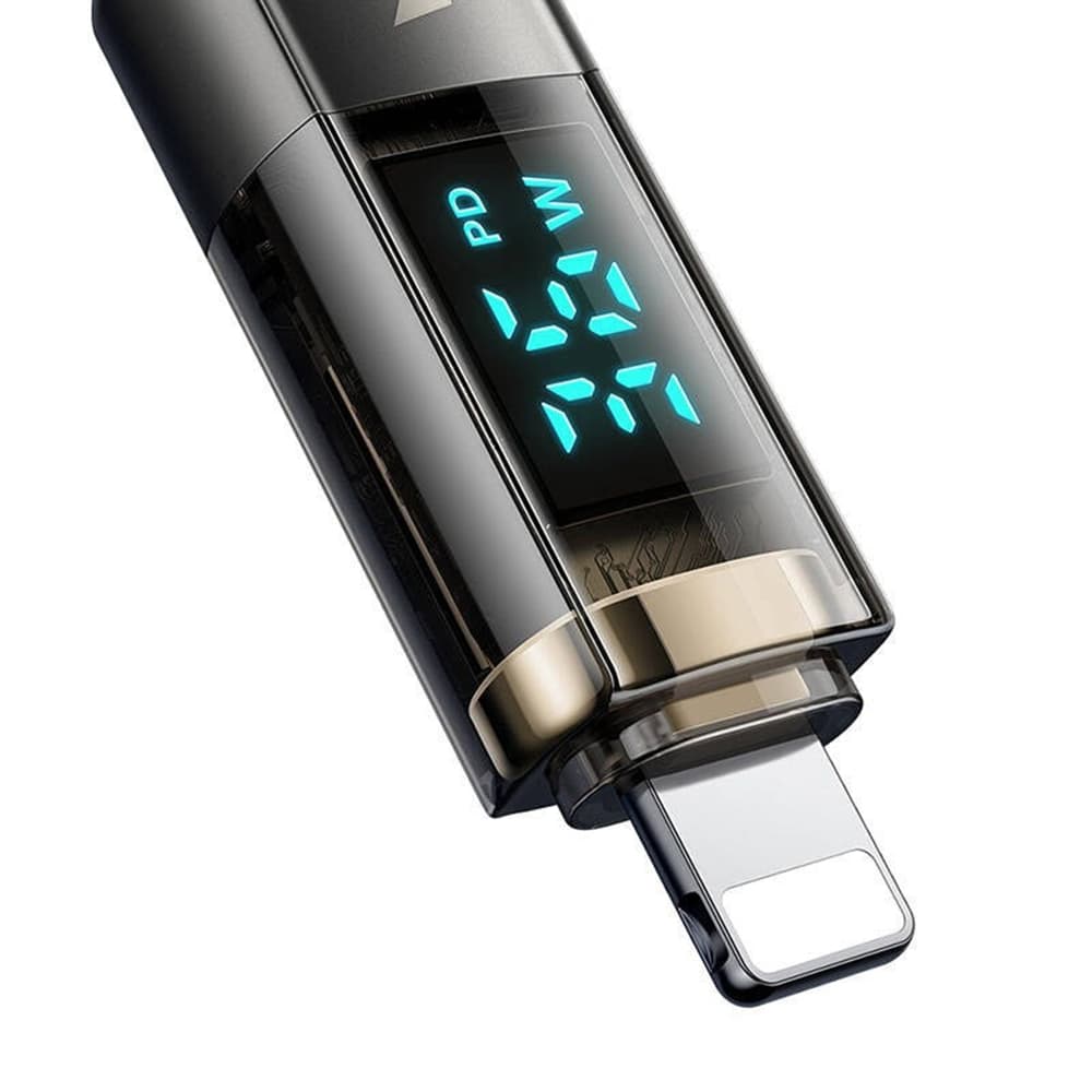 Mcdodo – datový kabel (CA-3600) – USB-C na Lightning, 36W, digitální displej, automatické vypnutí, transparentní design, 1,2m – černý - náhled 2