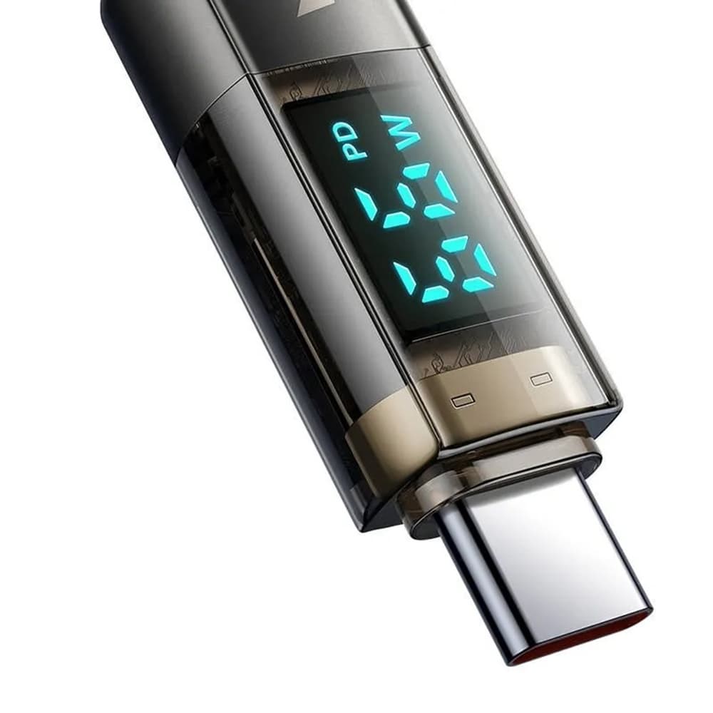 Mcdodo – datový kabel (CA-3610) – Type-C na Type-C, 100W, digitální displej, automatické vypnutí, transparentní design, 1,2m – černý - náhled 2