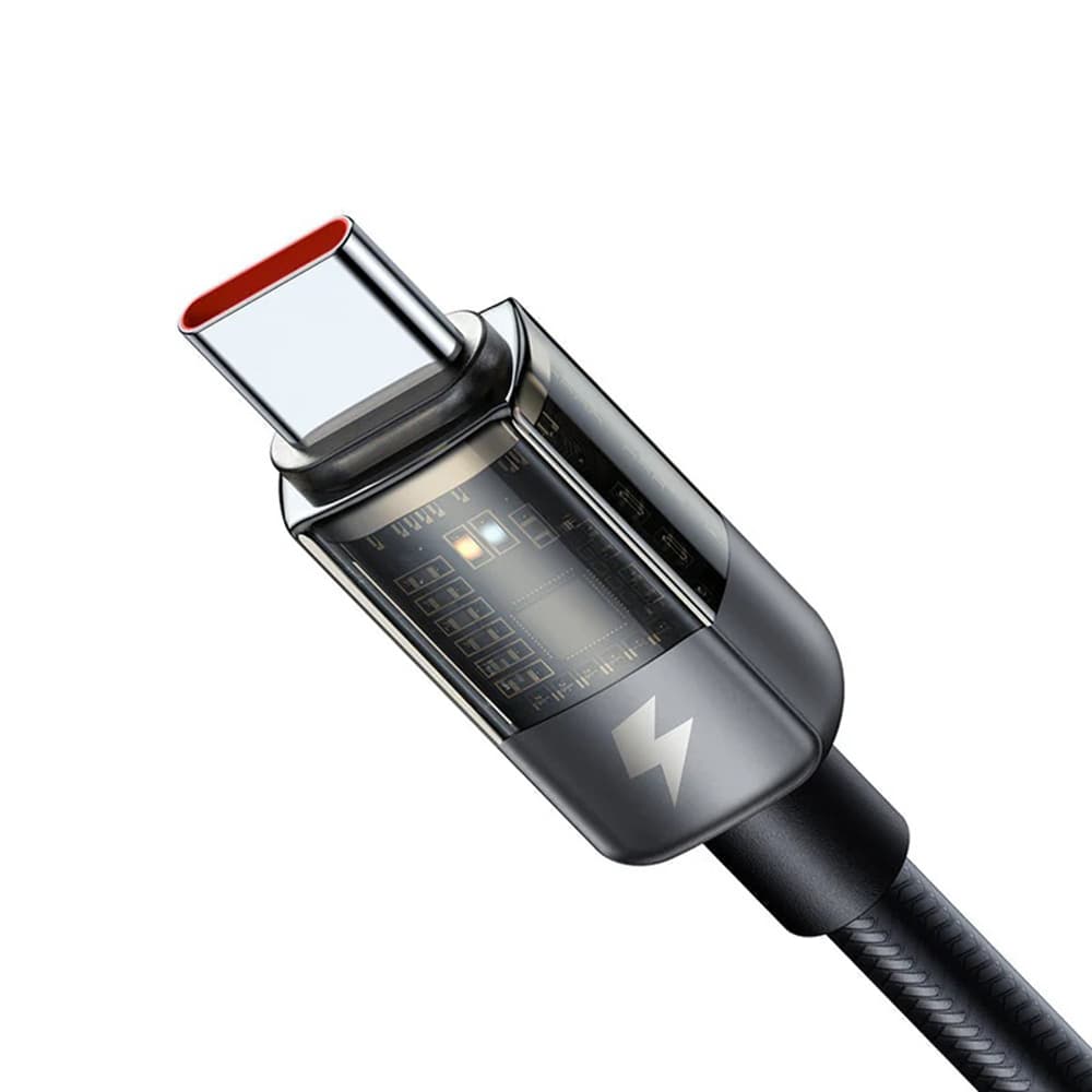 Mcdodo – datový kabel (CA-2840) – Type-C na Type-C, 100W, rychlonabíjení, transparentní design, automatické vypnutí, 1,2m – černý - náhled 2