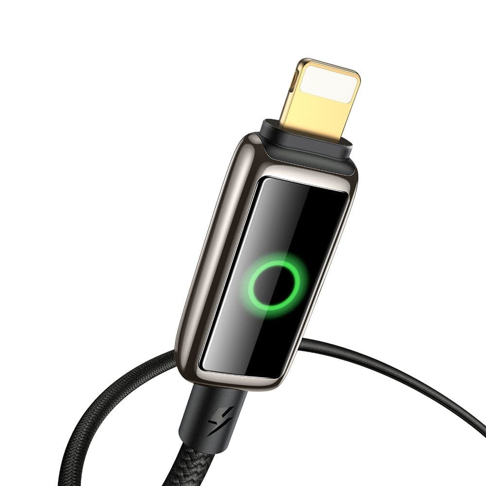 Mcdodo – datový kabel (CA-6590) – s LED displejem s dýchacím světlem, USB-A na Lightning, automatické vypnutí, 3A, 1,2m – černý - náhled 2