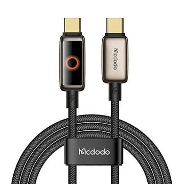 Mcdodo – datový kabel (CA-6681) – s dýchajícím světelným LED displejem, USB-C na USB-C, automatické vypnutí, 100W, 1,2m – Desert Gold - náhled 2