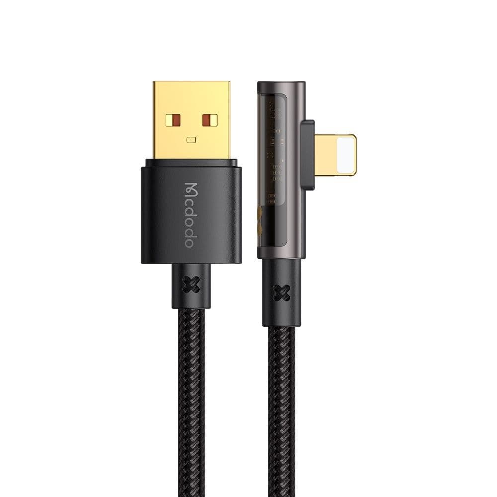 Mcdodo – datový kabel (CA-3510) – USB-A na Lightning, 90stupňový design, 3A, transparentní design, 1,2m – černý - náhled 2