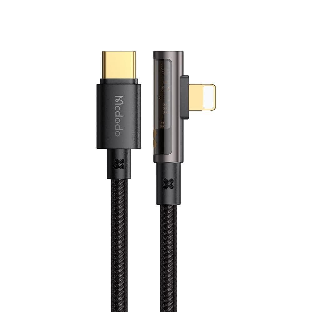 Mcdodo – datový kabel (CA-3390) – USB-C na Lightning, 90stupňový design, 36W, transparentní design, 1,2m – černý - náhled 2