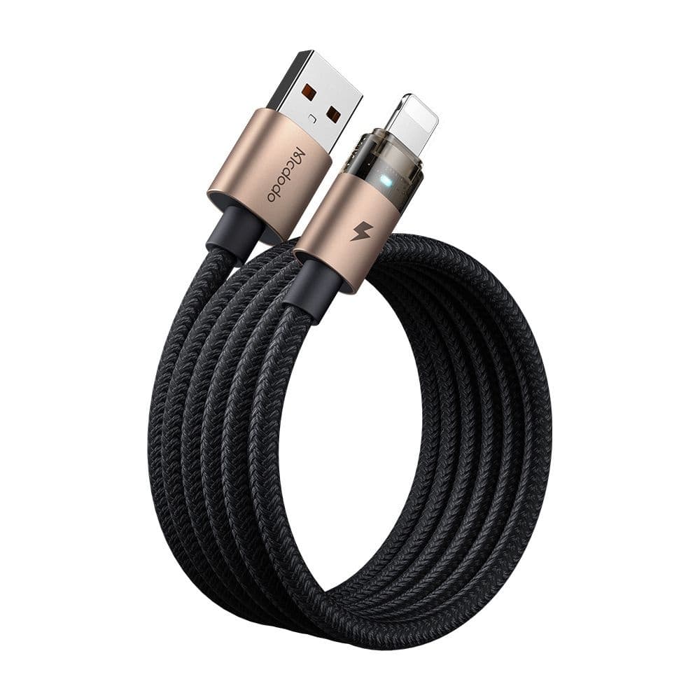 Mcdodo – datový kabel (CA-6911) – s nabíjecím světlem, USB-A na Lightning, průhledný kabel, 3A, 1,2m – Desert Gold - náhled 2