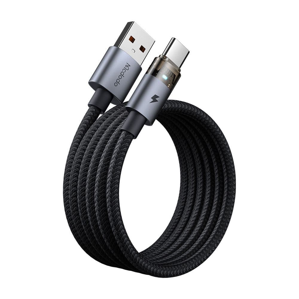 Mcdodo – datový kabel (CA-6890) – s nabíjecím světlem, USB-C na USB-A, průhledný kabel, 6A, 1,2m – černý - náhled 2