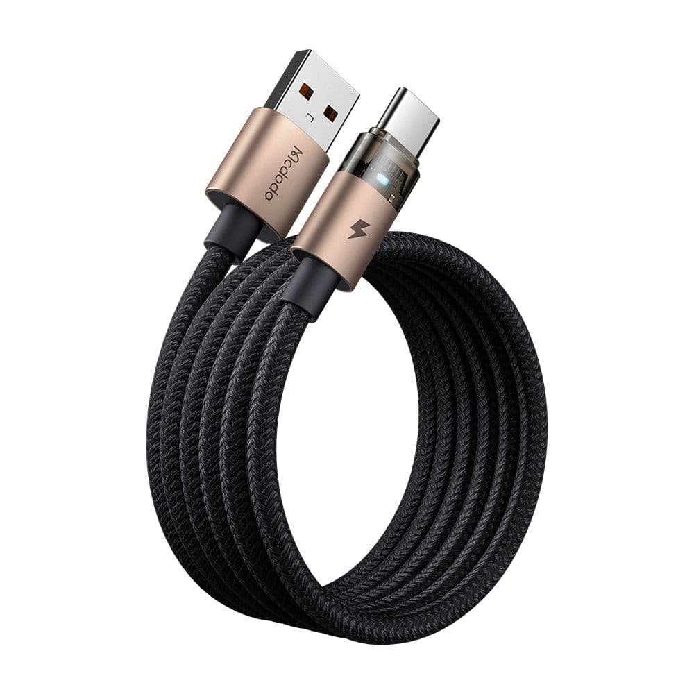 Mcdodo – datový kabel (CA-6891) – s nabíjecím světlem, USB-C na USB-A, průhledný kabel, 6A, 1,2m – Desert Gold - náhled 2