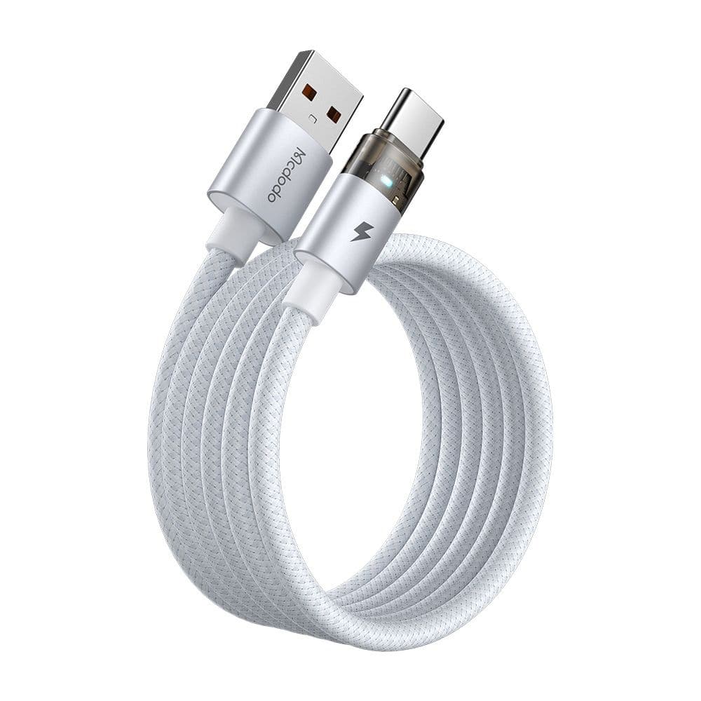Mcdodo – datový kabel (CA-6892) – s nabíjecím světlem, USB-C na USB-A, průhledný kabel, 6A, 1,2m – bílý - náhled 2