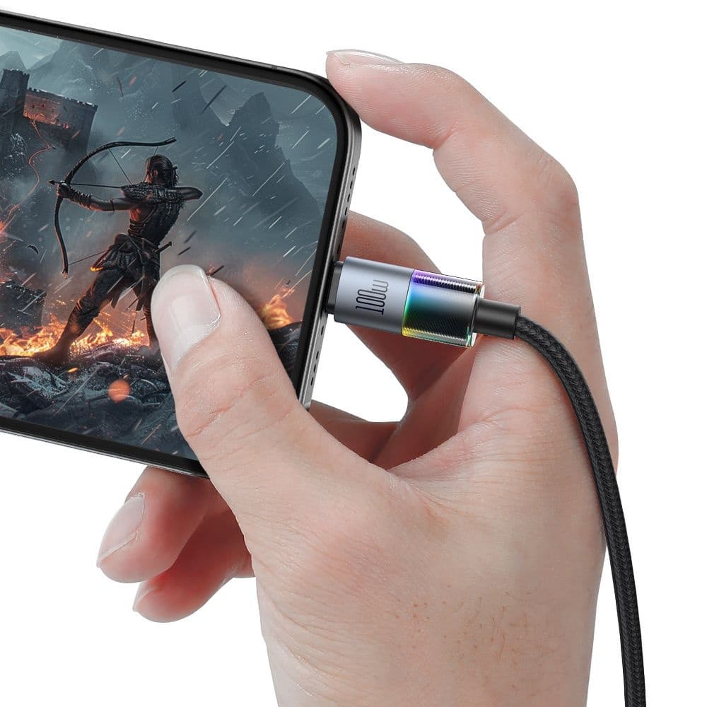 Mcdodo – datový kabel (CA-8200) – se 7 barevnými světly, USB-C na USB-C, 100W, 5A, 1,2m – černý - náhled 2