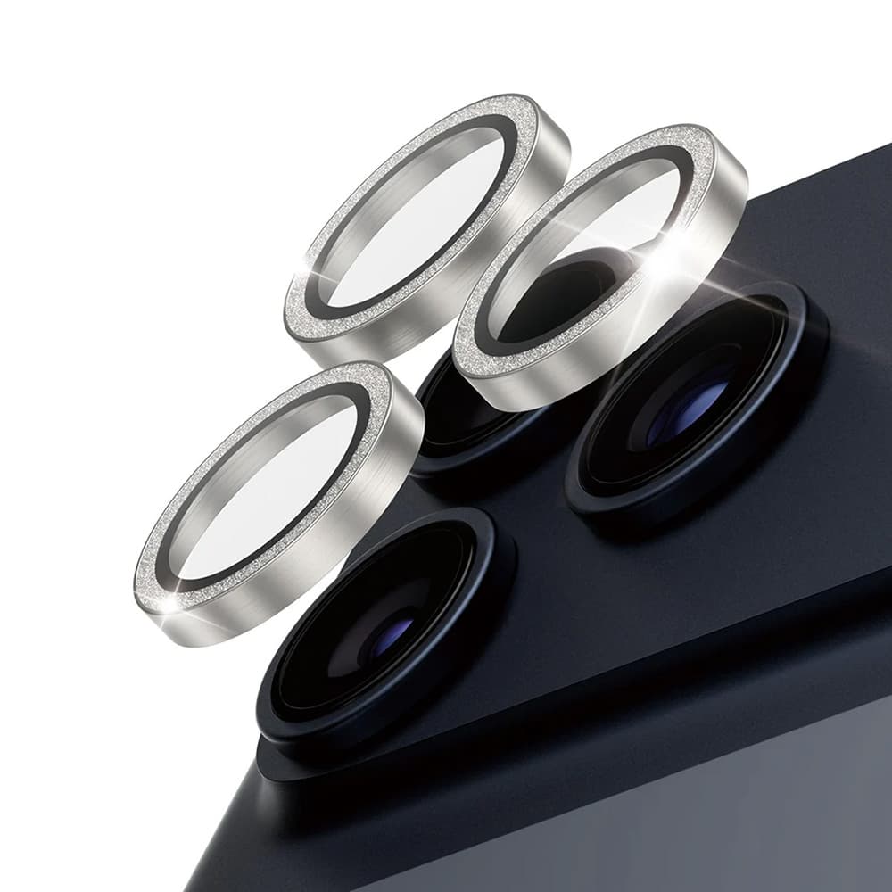 PanzerGlass® Hoops® ochrana čočky kamery iPhone 17/16 Pro/Pro Max stříbrná třpytivá - náhled 2