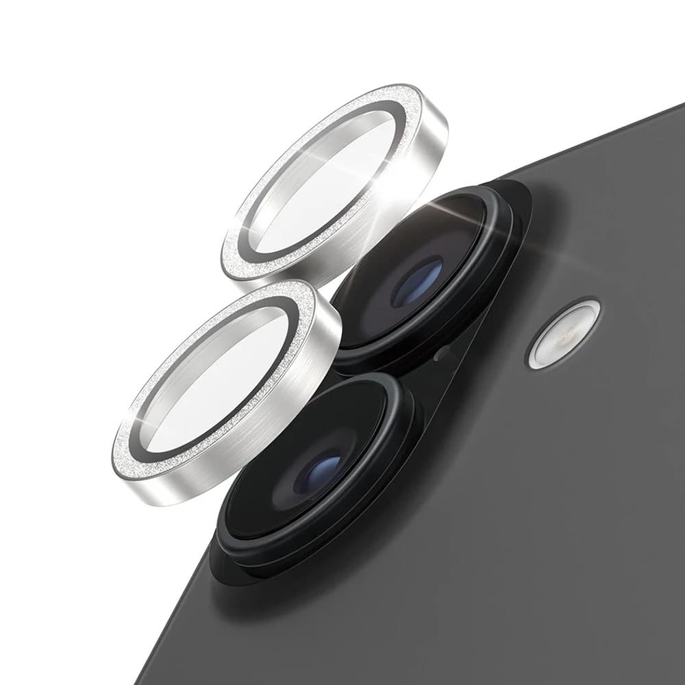 PanzerGlass® Hoops® ochrana čočky fotoaparátu iPhone 17/16/16 Plus stříbrná třpytivá - náhled 2