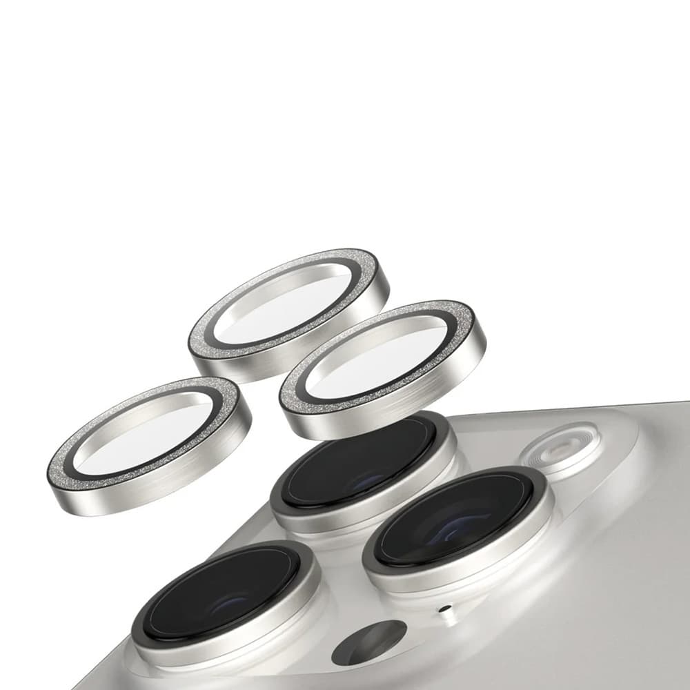 PanzerGlass® SAFE. Ochrana čočky fotoaparátu iPhone 16 Pro/Pro Max Třpytivě stříbrná - náhled 2