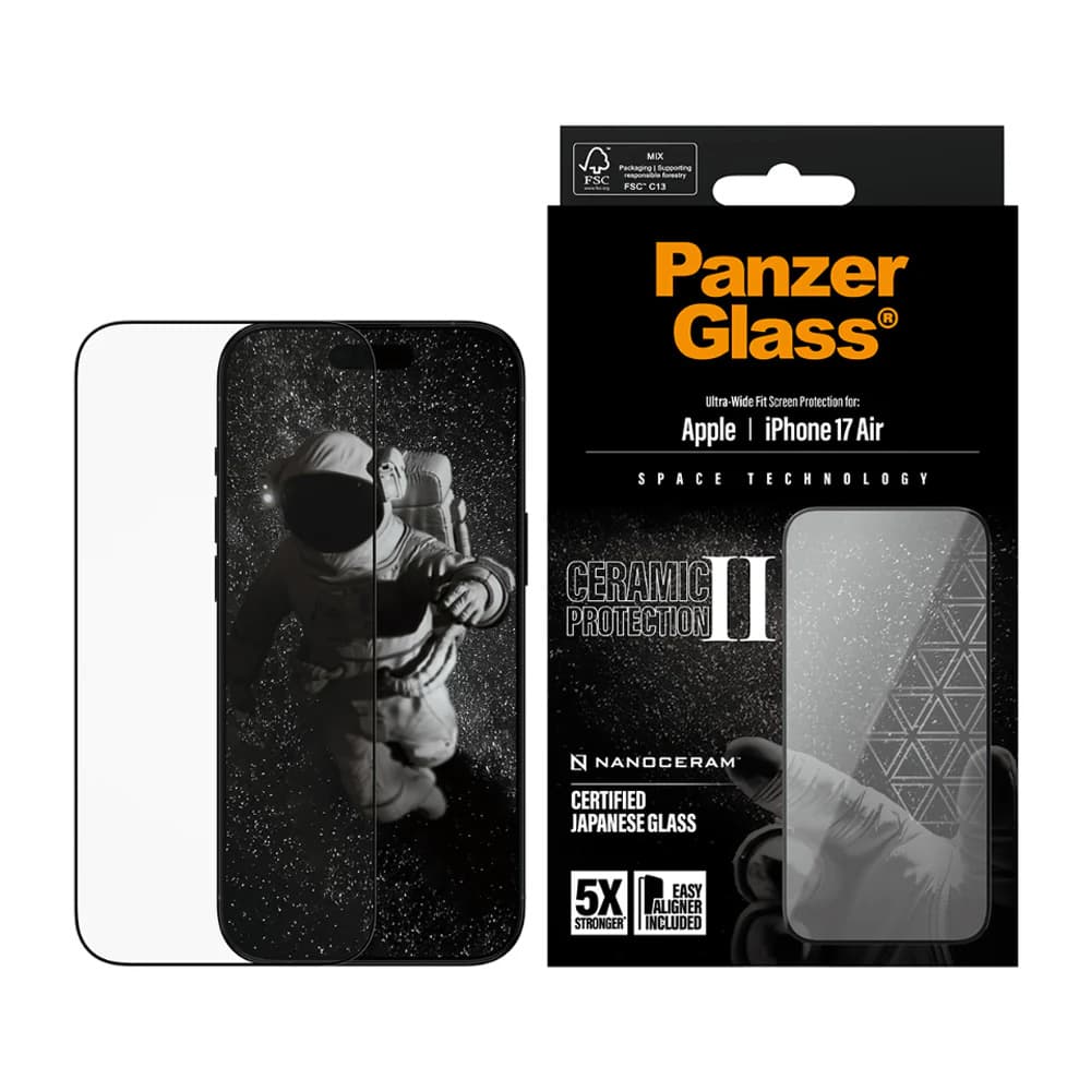 PanzerGlass Ultra-Wide Fit Ceramic II ochranné sklo s EasyAlignerem iPhone 17 Air černé - náhled 2