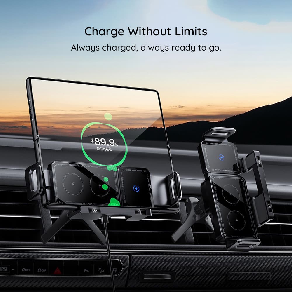 Techsuit Premium držák do auta s bezdrátovým nabíjením ModoDock černý - náhled 2