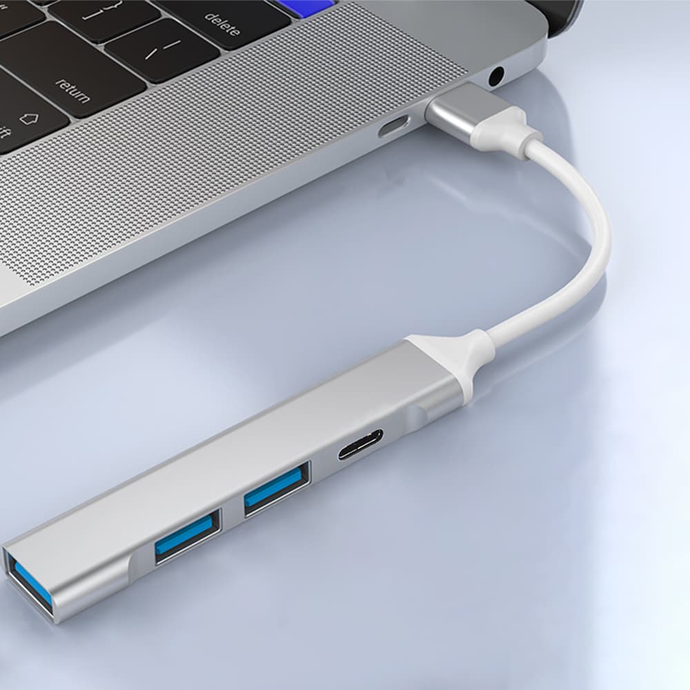 Techsuit Docking Station PolarisBridge 4 v 1 (H19) USB na 2x USB 2.0 1x USB 3.0 1x Type-C šedá bílá - náhled 2