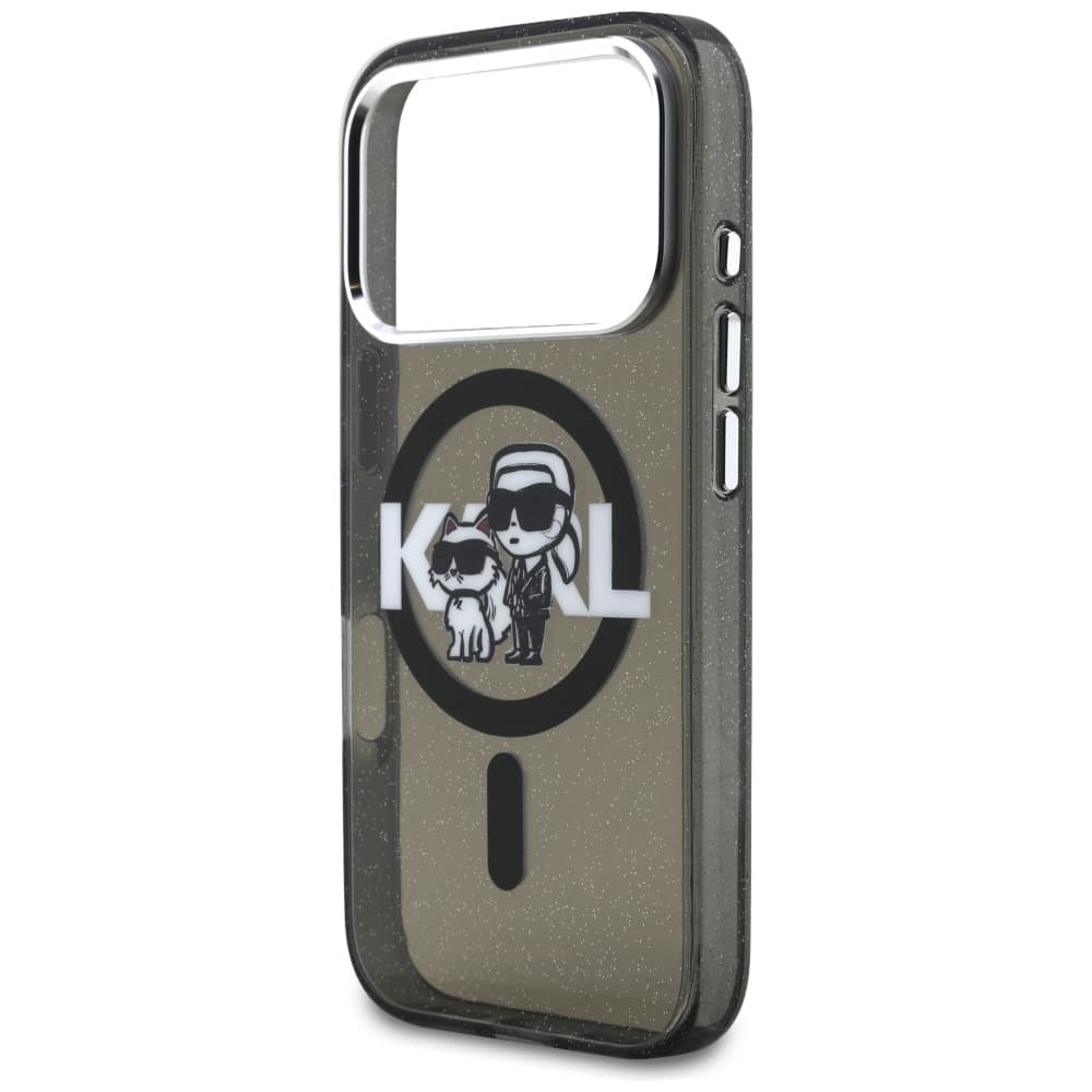 Karl Lagerfeld IML Glitter Karl &amp; Choupette Sketch Logo MagSafe iPhone 17 Pro černá - náhled 2