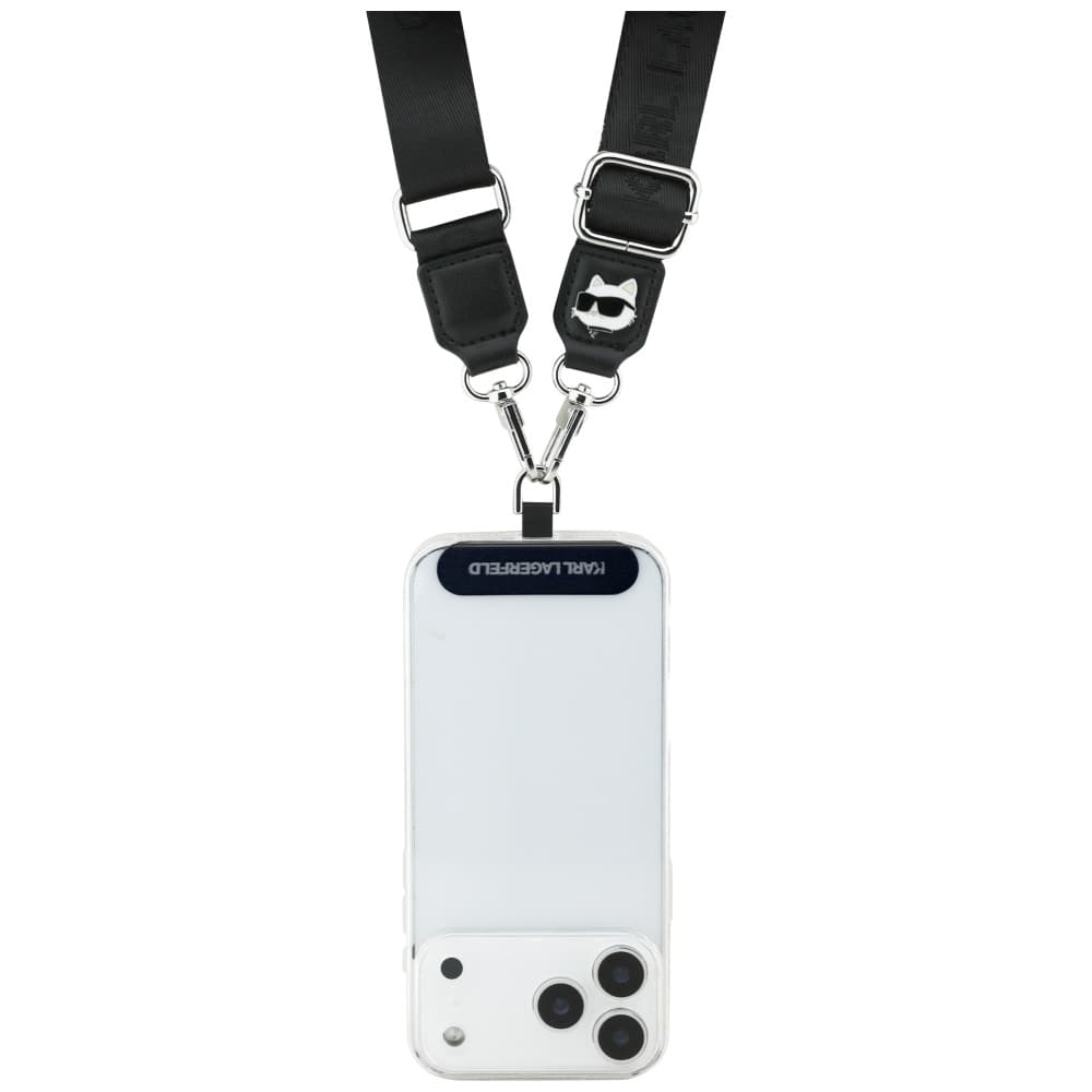 Karl Lagerfeld Strap Tether Patch Choupette Metal Logo KLUCNCHPSPK Universal černá - náhled 2