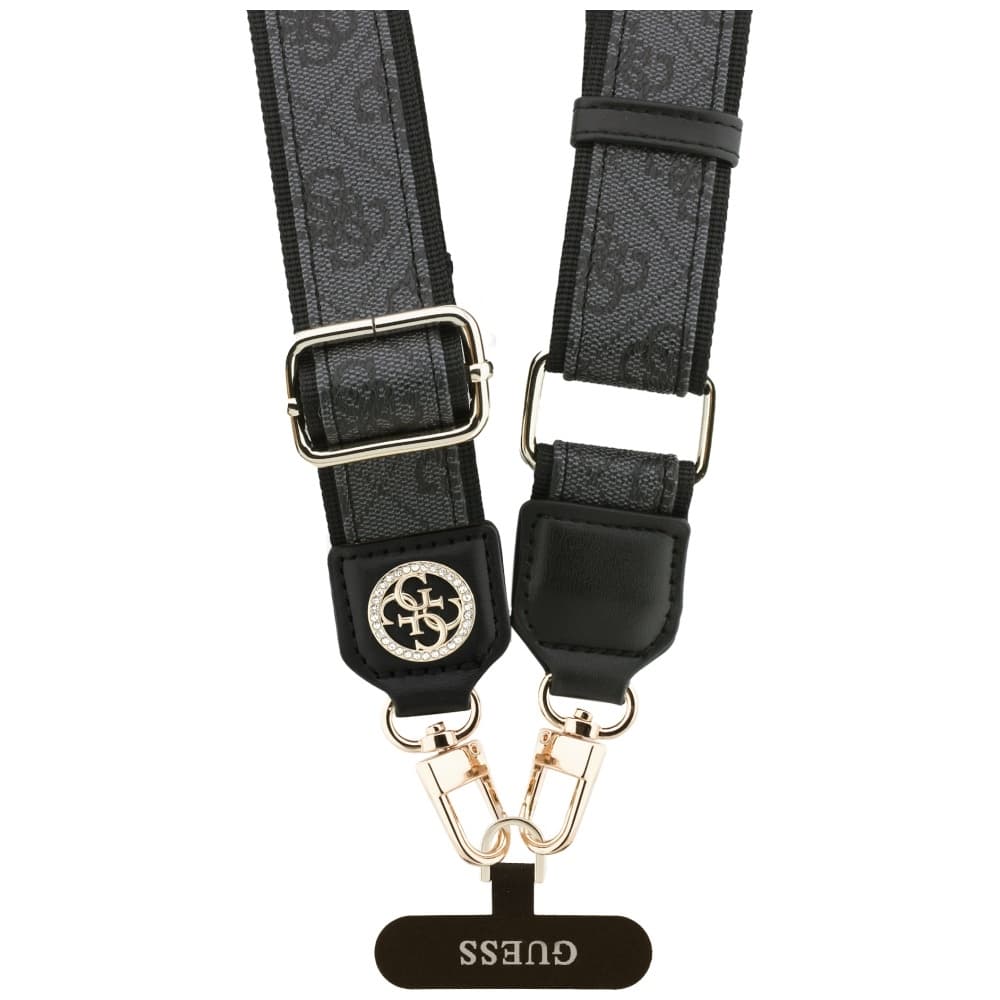 Guess Strap Tether Patch 4G Strass Metal Logo univerzální nastavitelný polyuretanová kůže 1.5m černá - náhled 2