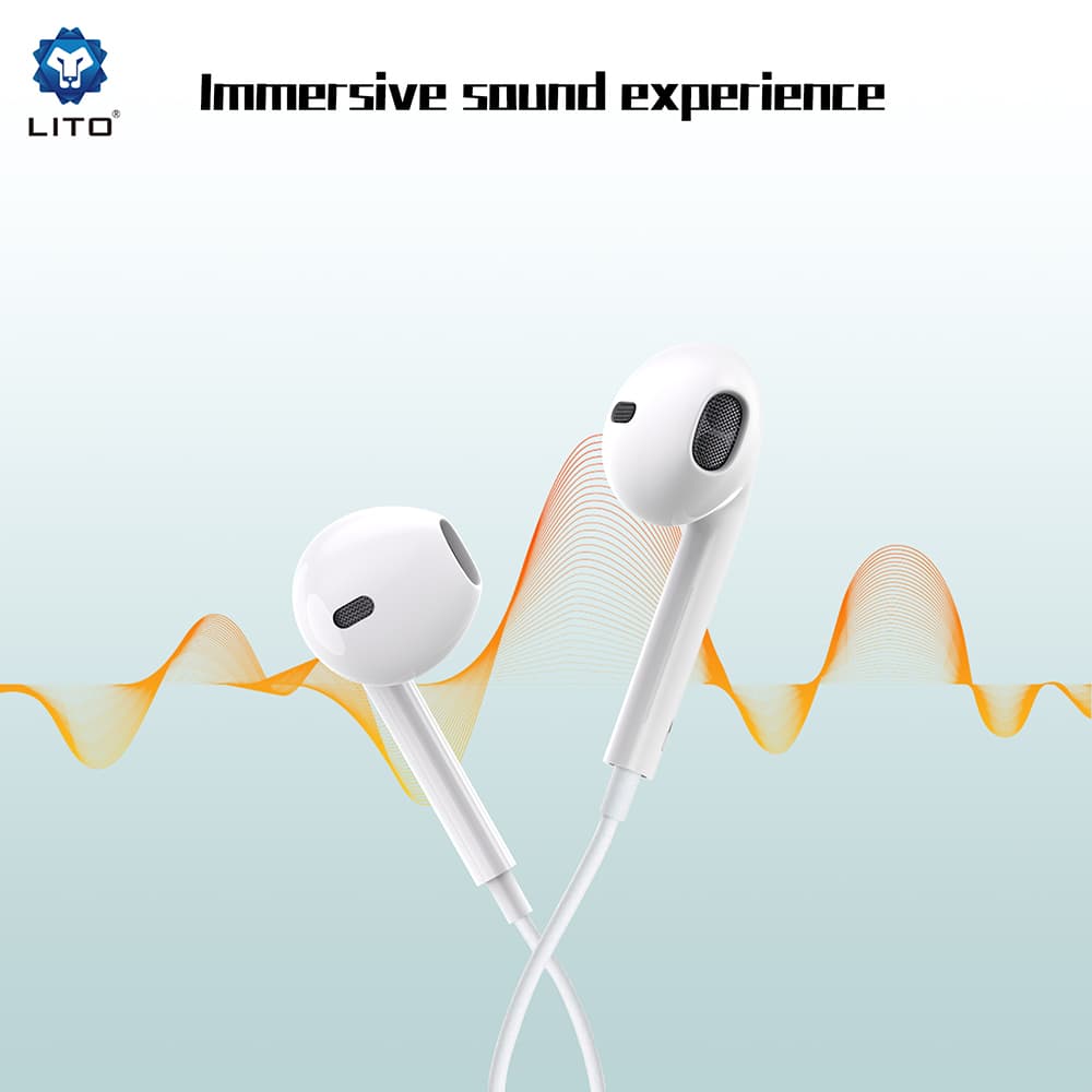 Lito LF01T drátová sluchátka USB-C stereo s HD mikrofonem bílá - náhled 2
