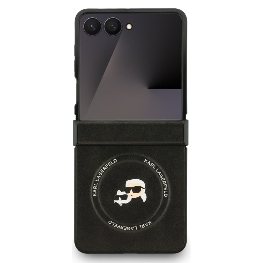 Karl Lagerfeld Leather Karl &amp; Choupette Pins MagSafe Samsung Galaxy Z Flip7 černá - náhled 2